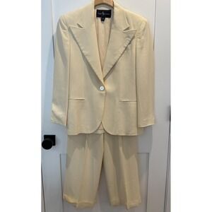 Ralph Lauren Light Yellow Suit Jacket & Cuffed Straight Leg Pant Corpcore Size 4